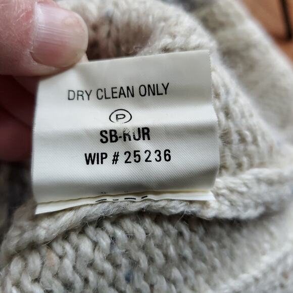 Woolrich Nordic Fisherman Grandpa Cable Knit Cardigan Sweater Cream VTG 90s Sz L - Picture 16 of 16